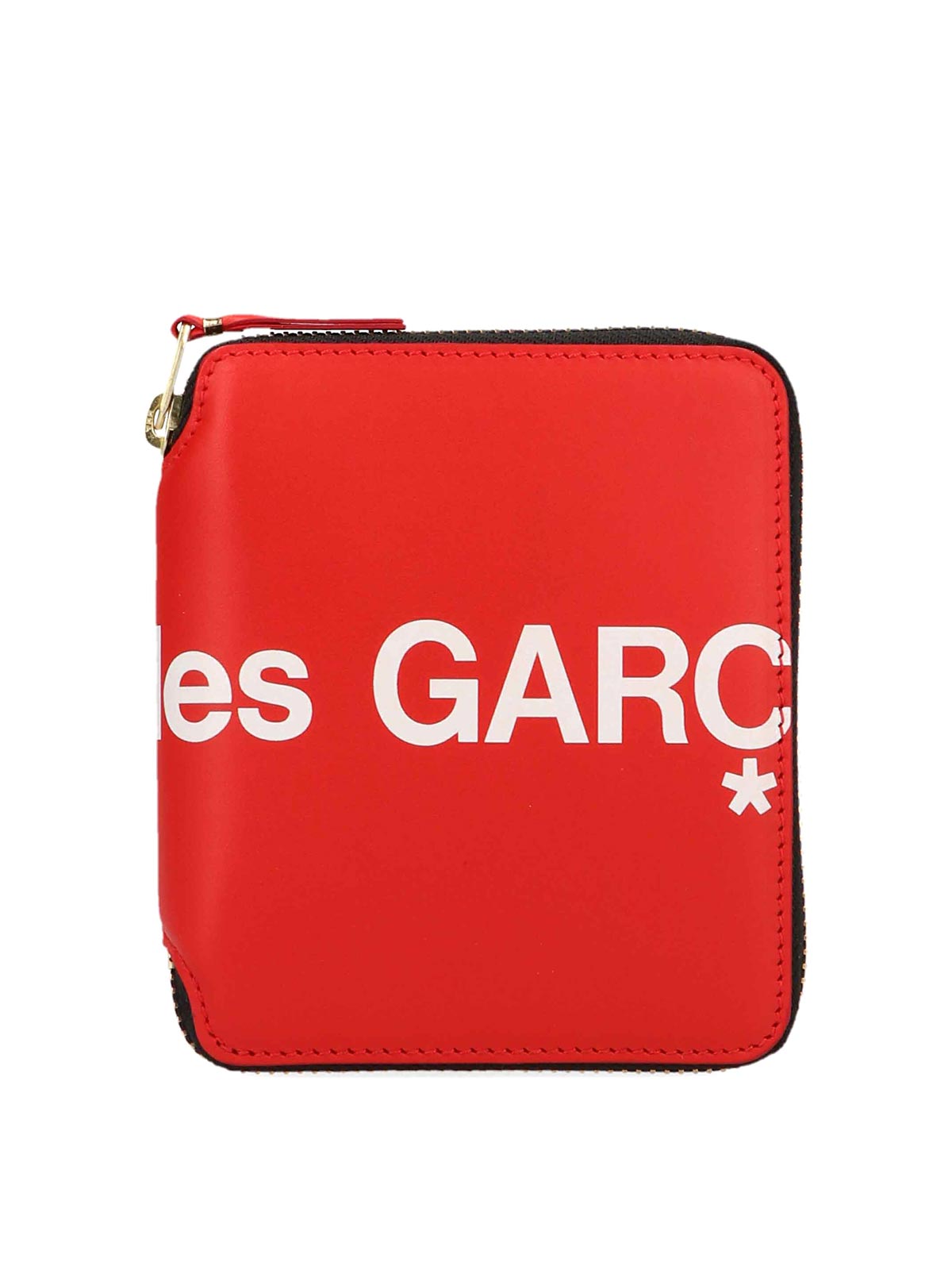 Comme Des Garçons Logo Print Wallet In Rojo
