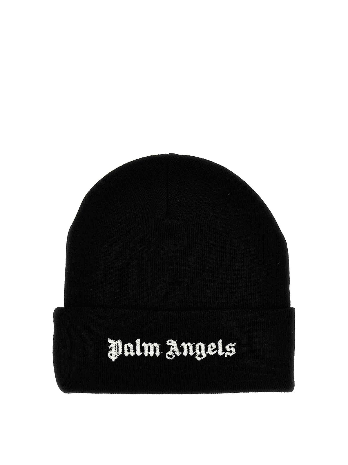 Palm Angels Logo Embroidery Beanie In Black