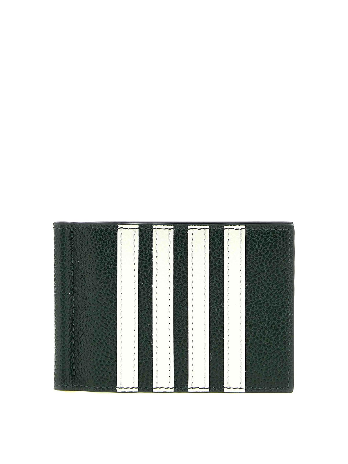 Thom Browne 4-bar Stripe Leather Wallet In Green