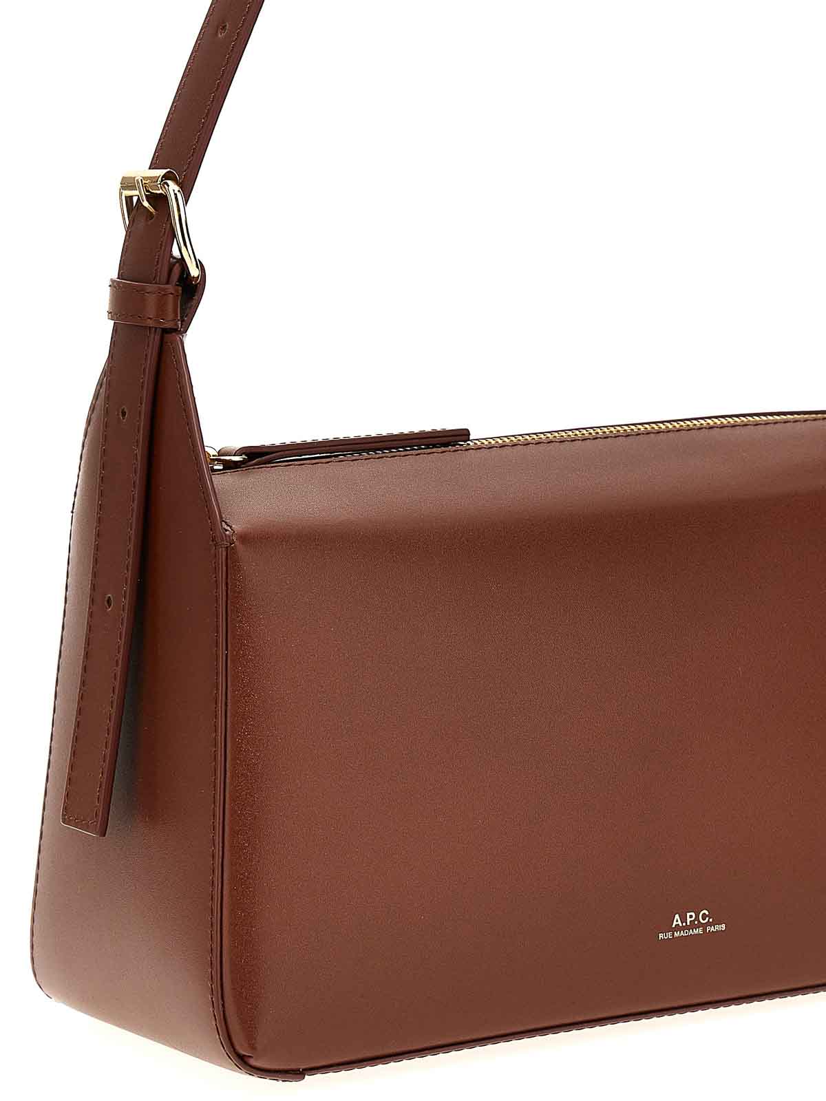 Virginie Leather Shoulder Bag in Brown - A P C