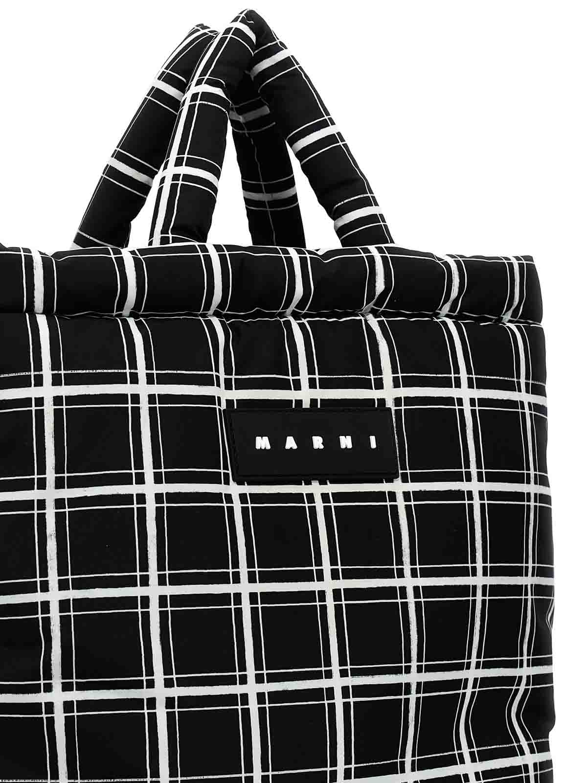 Shop Marni Patterned Nylon Shopping Bag In White