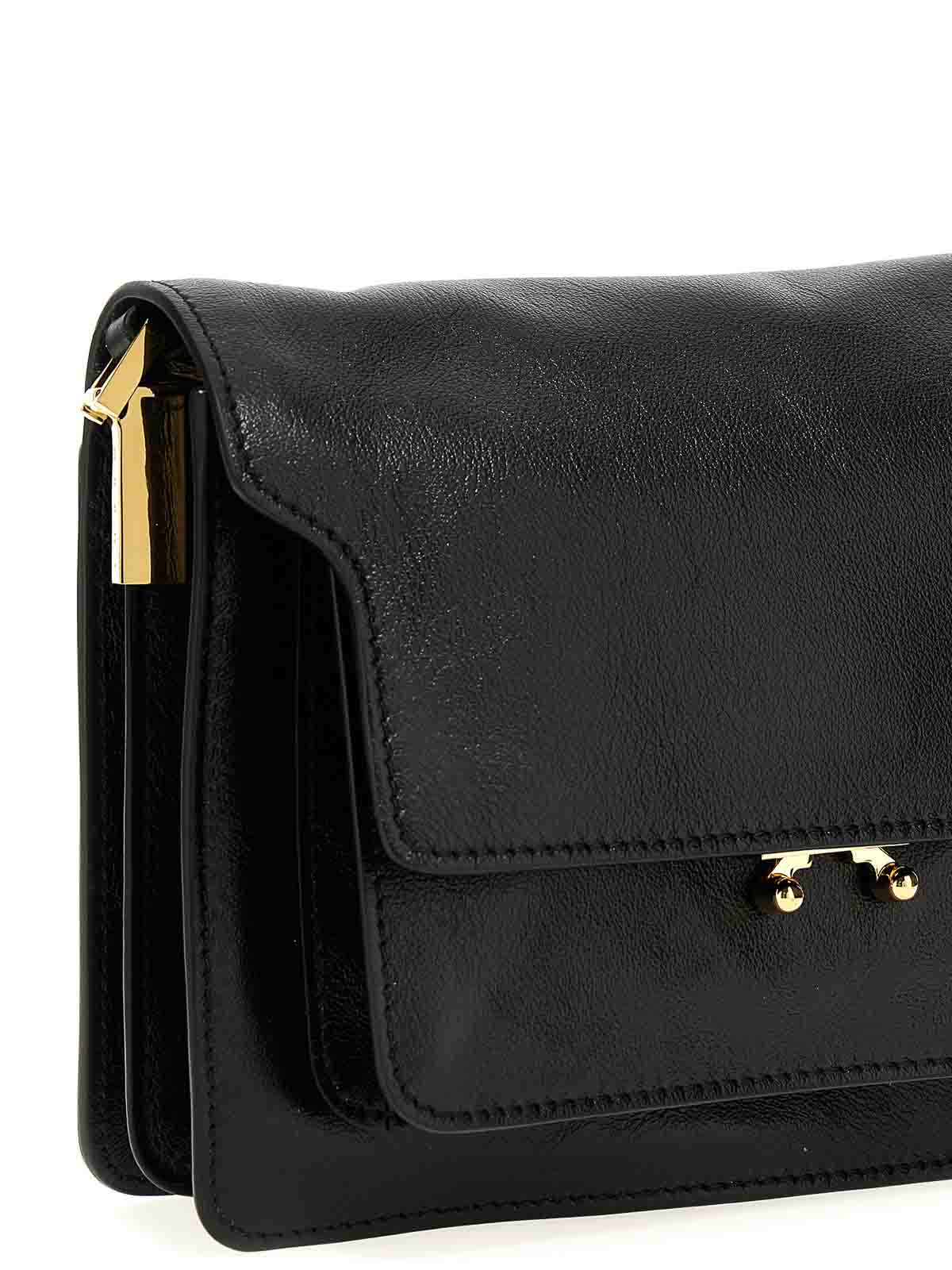 Shop Marni Trunk Medium Shoulder Bag In Black