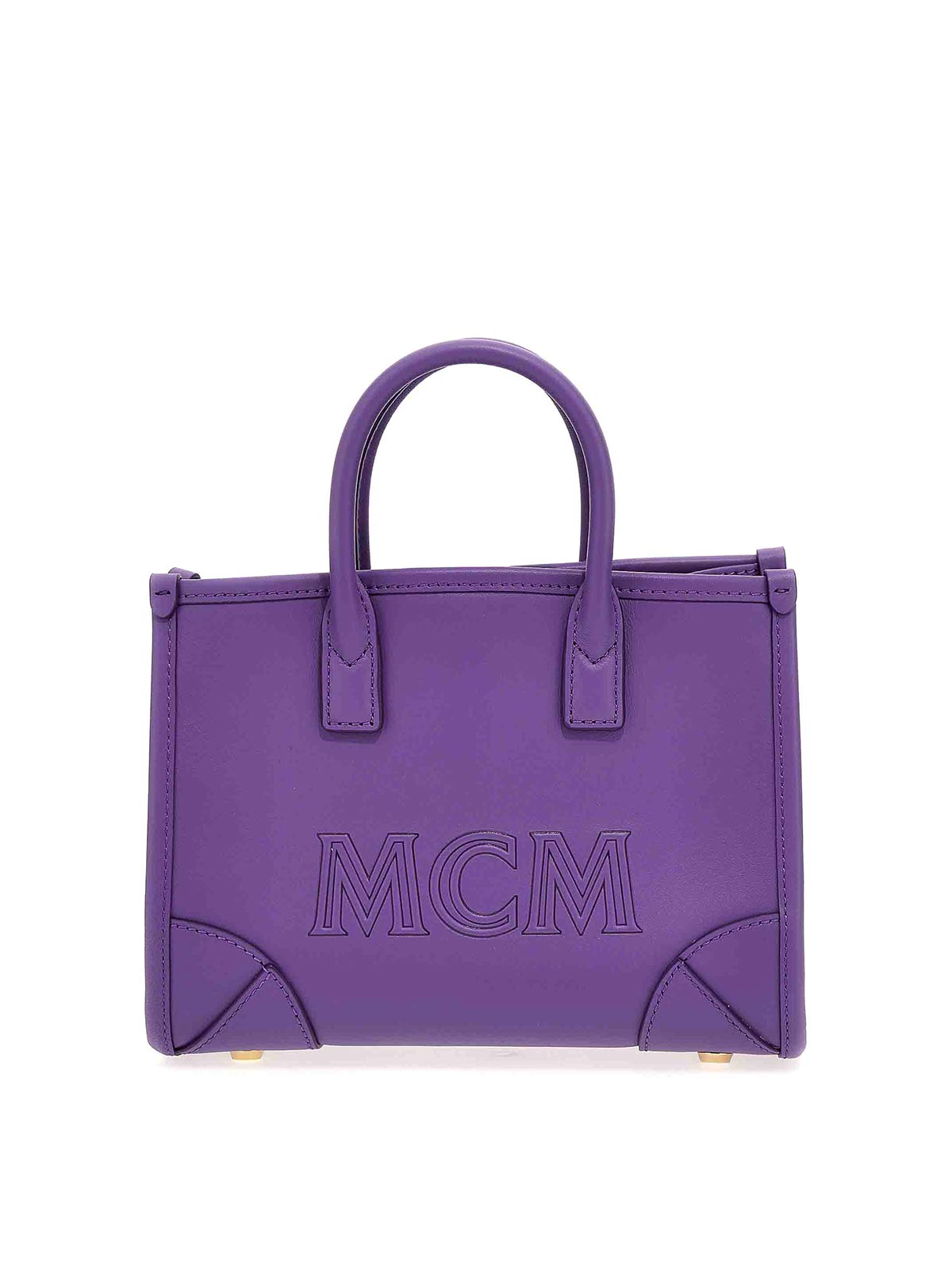 Mcm Munchen Mini Shopping Bag In Purple