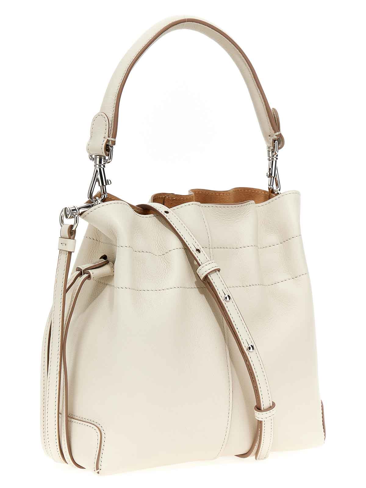 Tod's - di Bag Bucket Bag in Leather Mini with Drawstring, White, - Bags