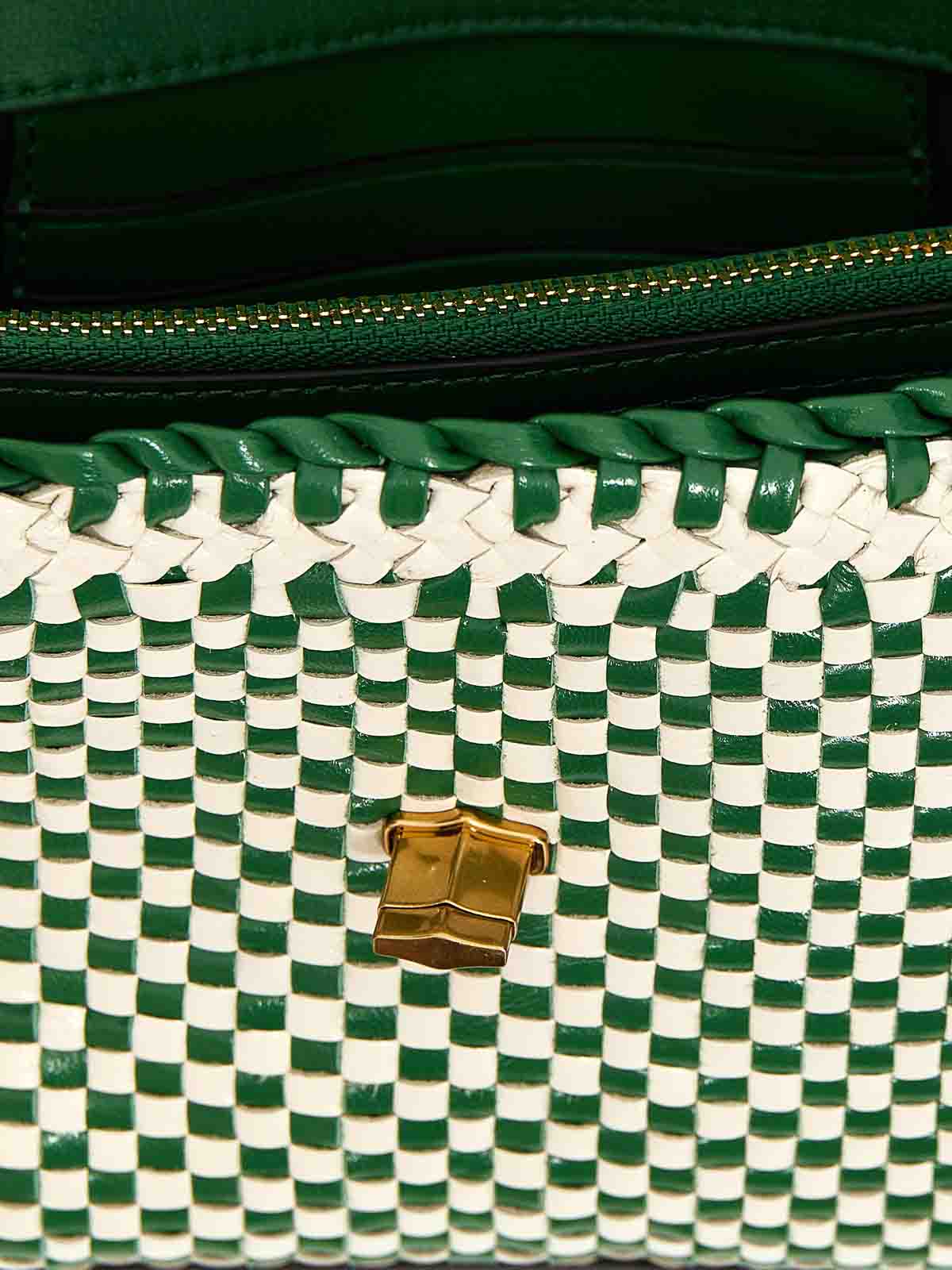 Shop Tory Burch Kira Chevron Woven Handbag In Green