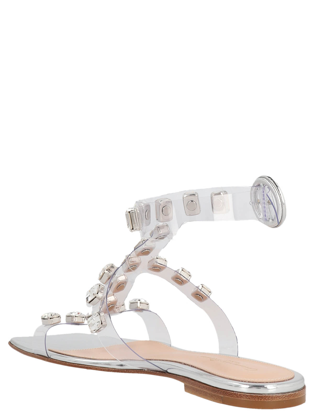 Shop Gianvito Rossi Crystal Crash Sandals In Silver
