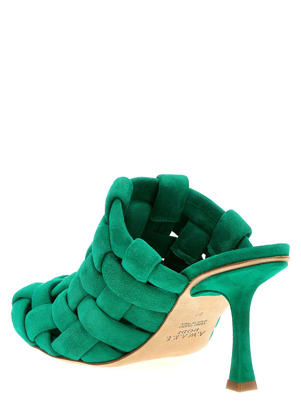 Shop A.w.a.k.e. Wilma Chubby Mules In Verde