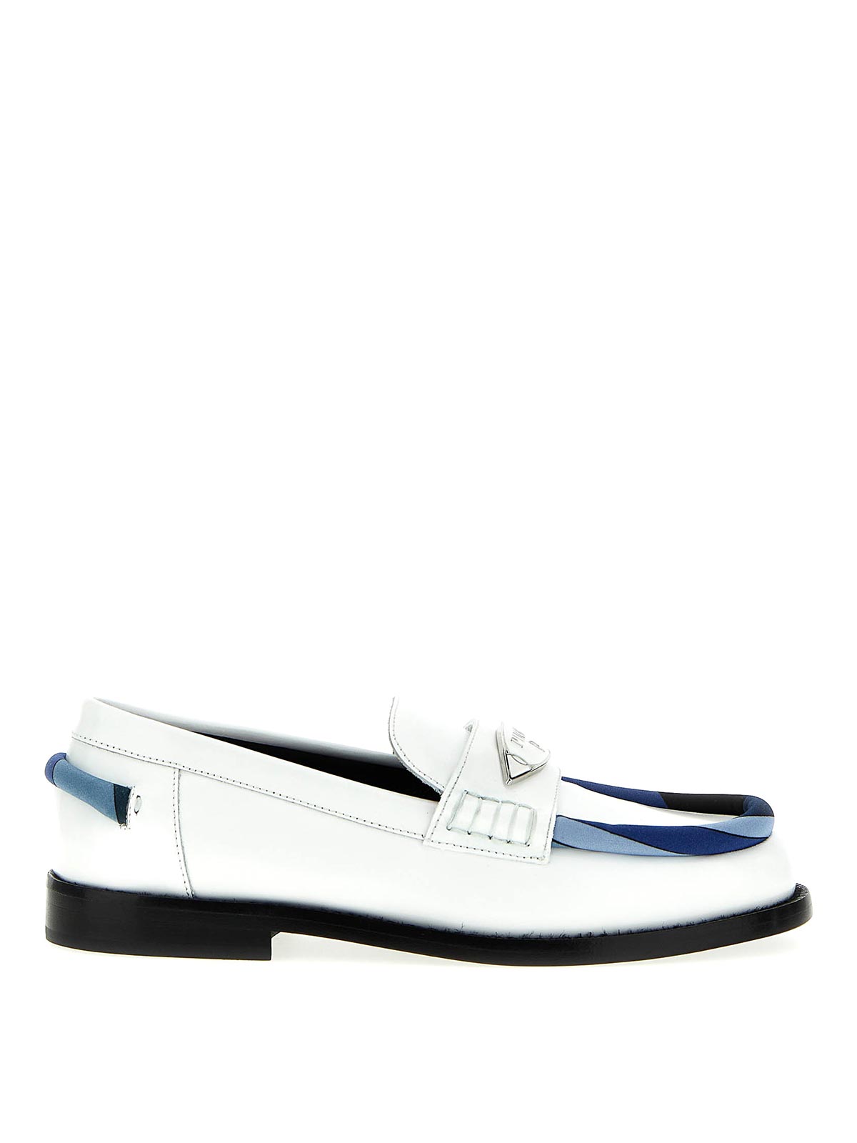 Emilio Pucci Logo Leather Loafers In Blanco