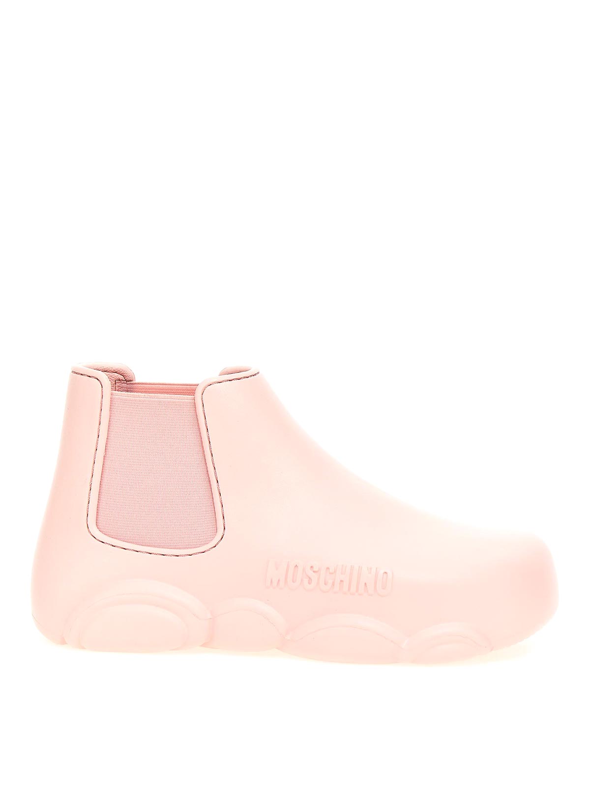 Shop Moschino Gummy Ankle Boots In Nude & Neutrals