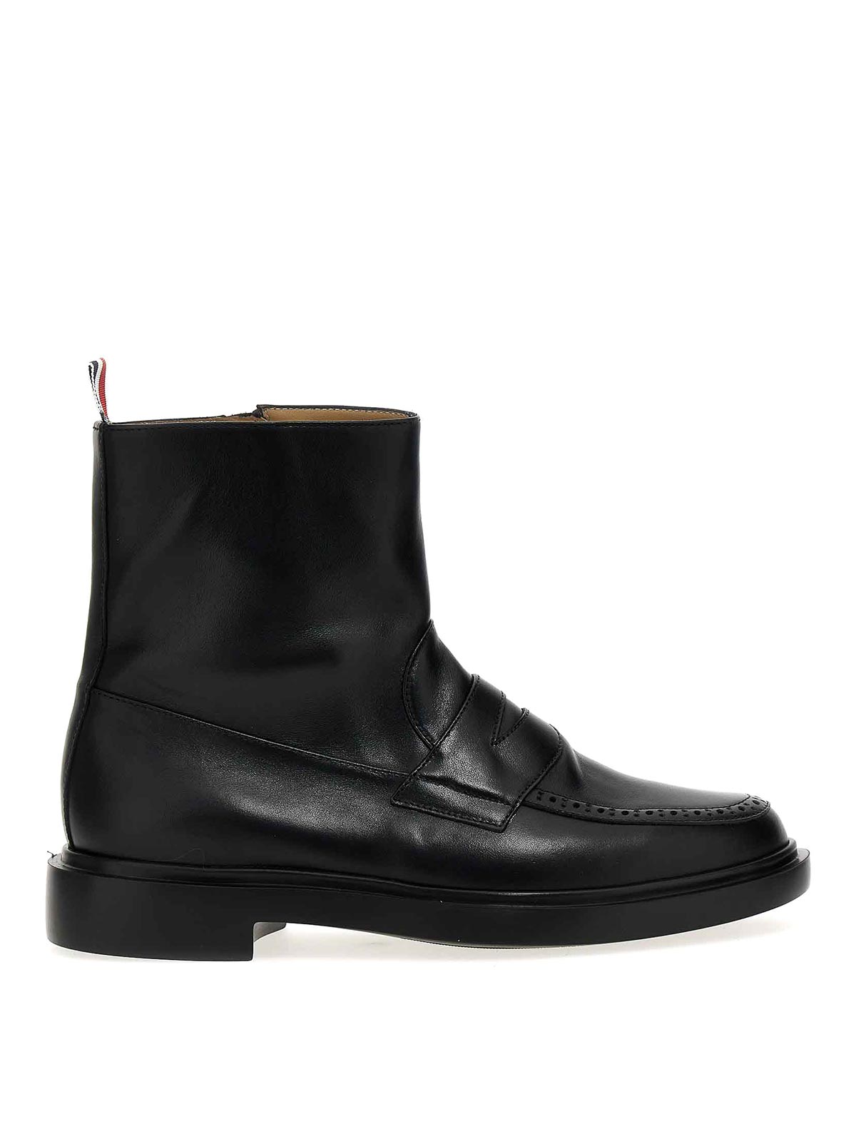 Thom Browne Penny Loafer Ankle Boots In Negro