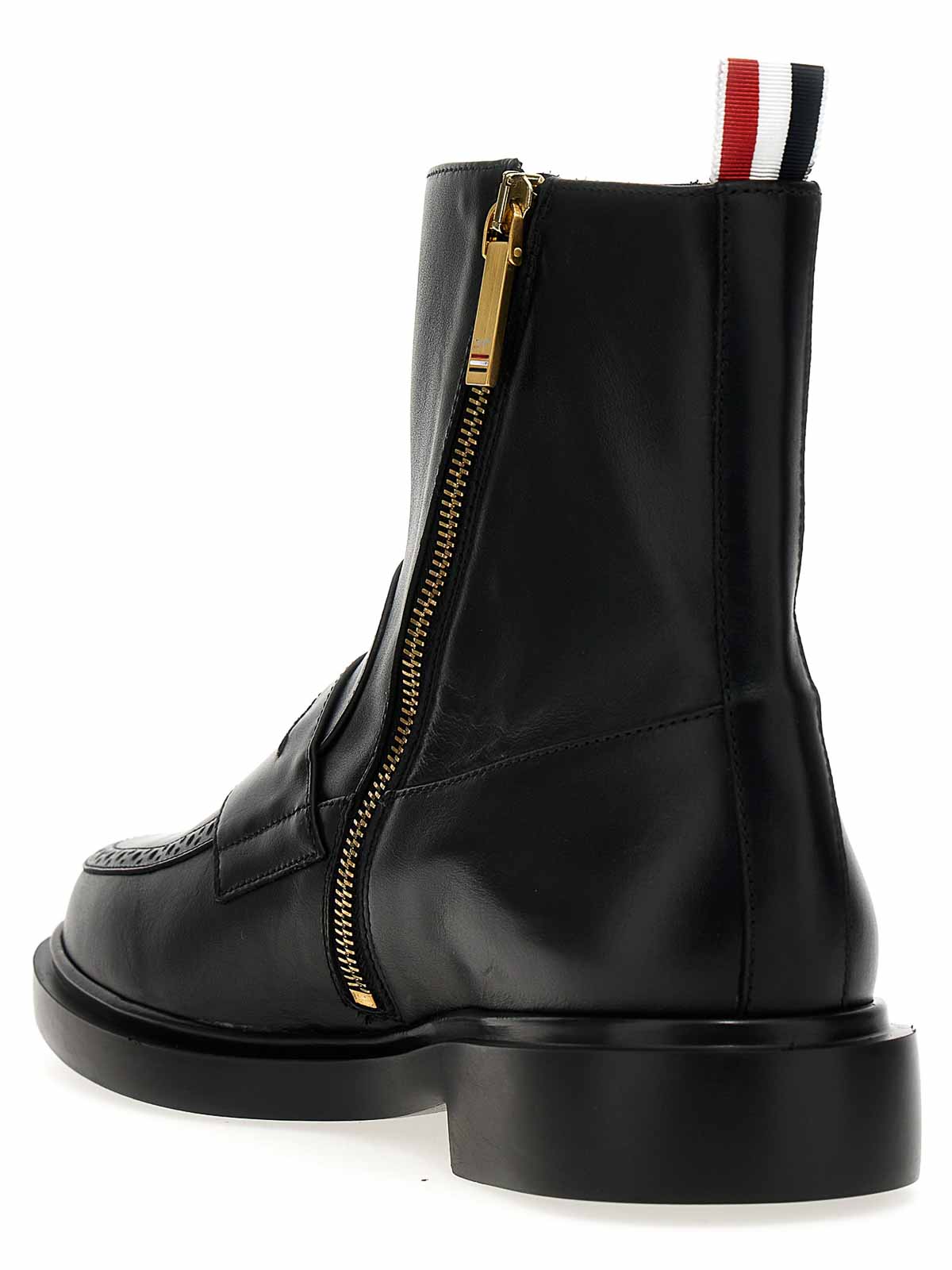 Shop Thom Browne Penny Loafer Ankle Boots In Negro