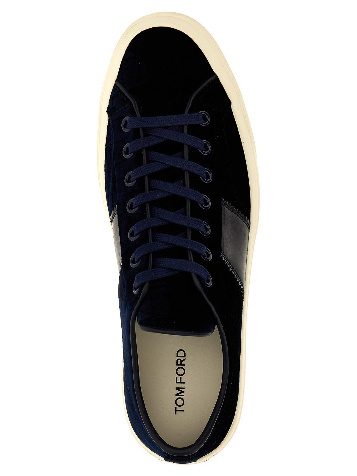 Shop Tom Ford Coconut Velvet Sneakers In Blue