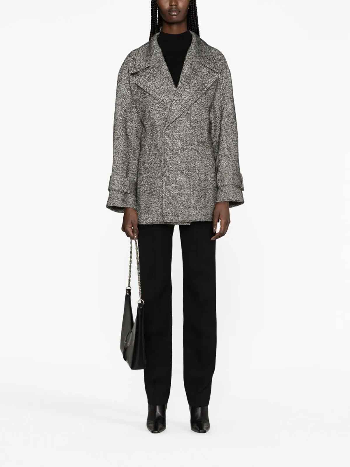 Shop Victoria Beckham Oversized Pea Coat In Monochrome In Negro