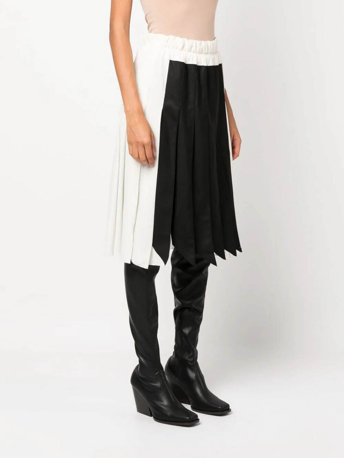 Shop Victoria Beckham Pleated Panel Detail Skirt In Vanilla In Black