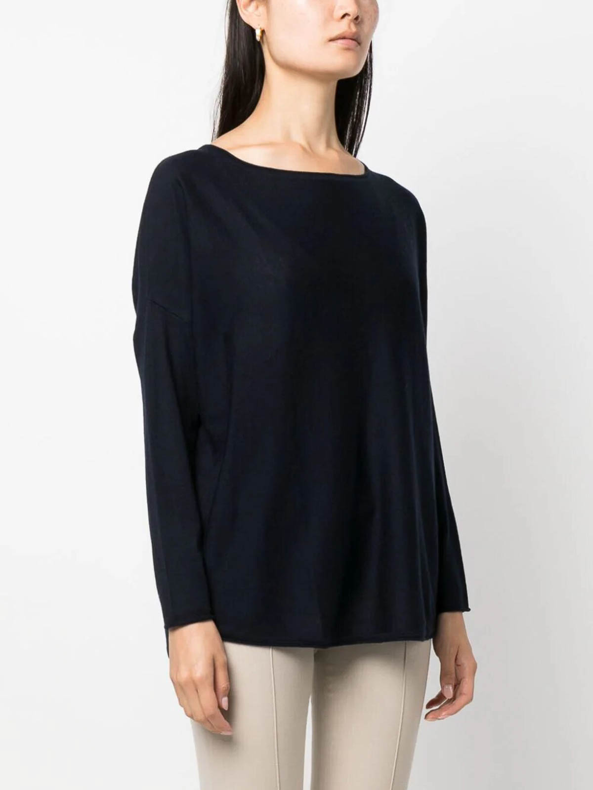 Shop Wild Cashmere Boat Neck Pullover In Blue