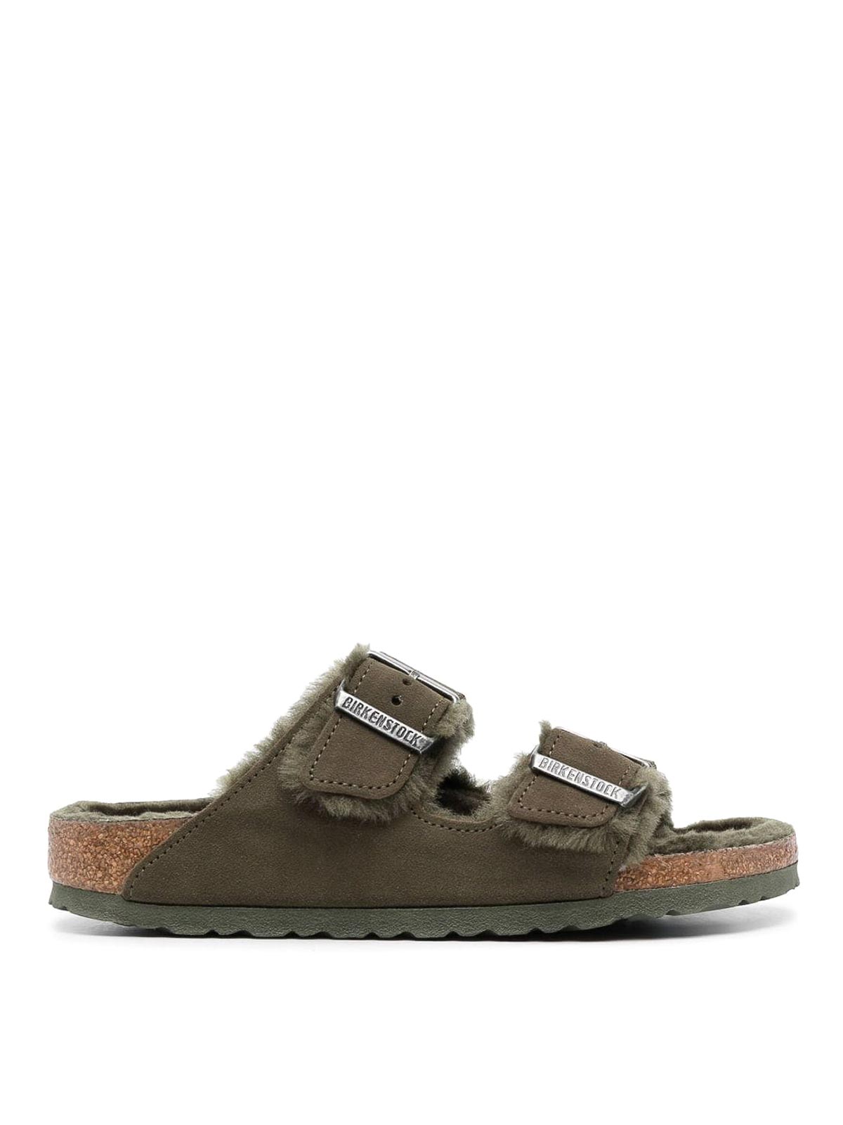 Shop Birkenstock Arizona Sherling In Green