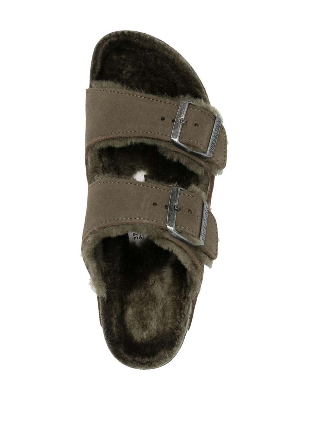 Shop Birkenstock Arizona Sherling In Green