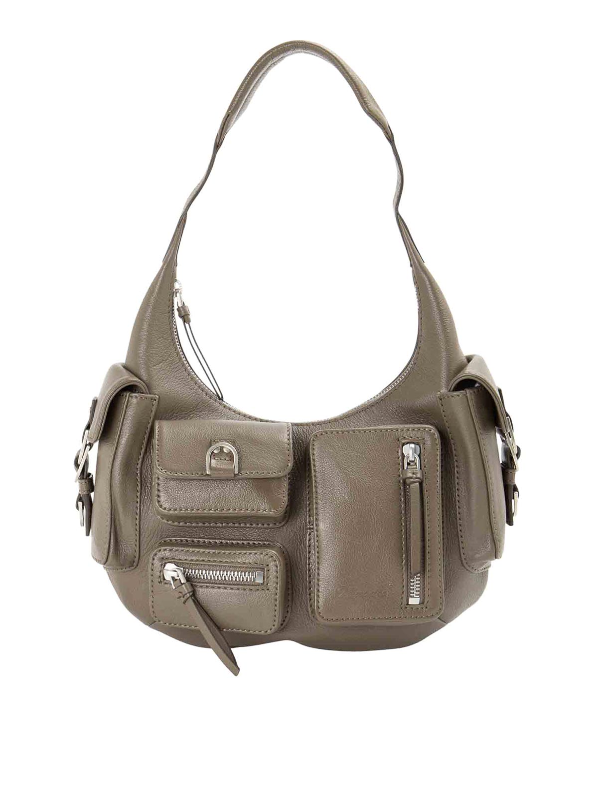 Blumarine Leather Bag With Zip In Green