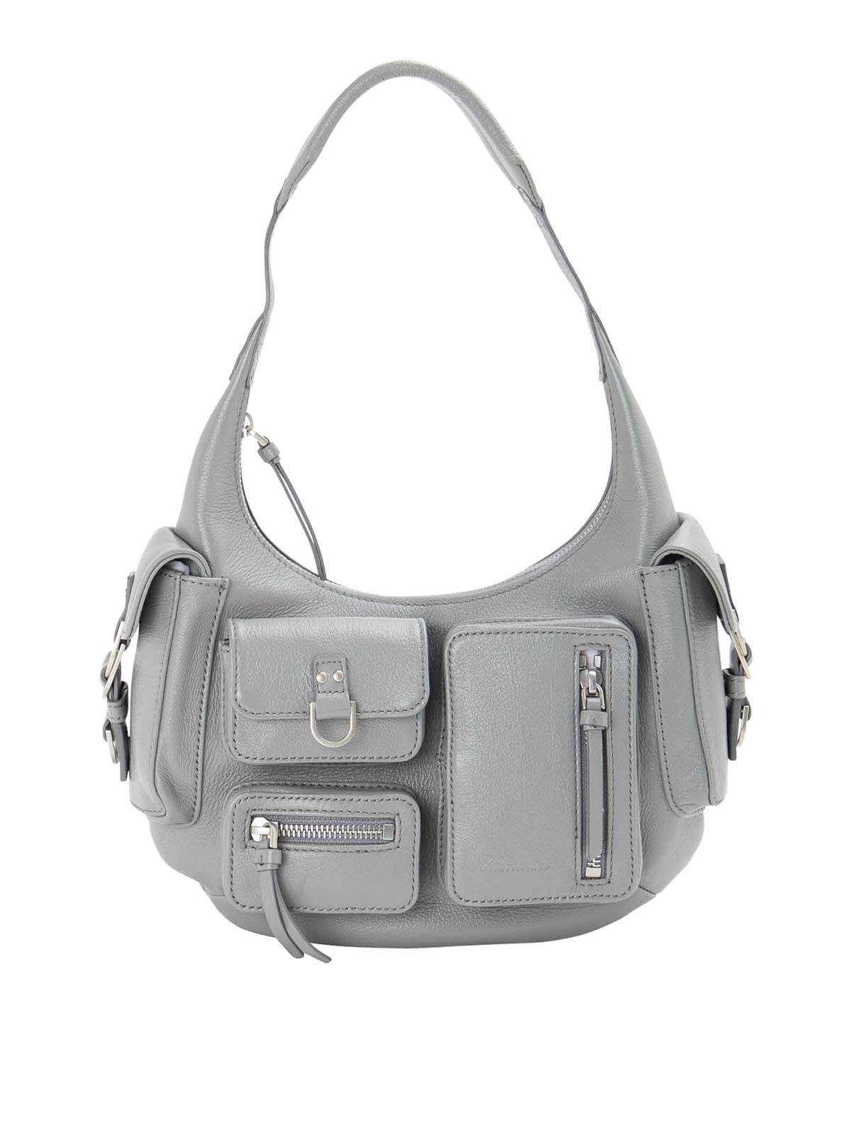 Blumarine Leather Bag With Zip In Grey