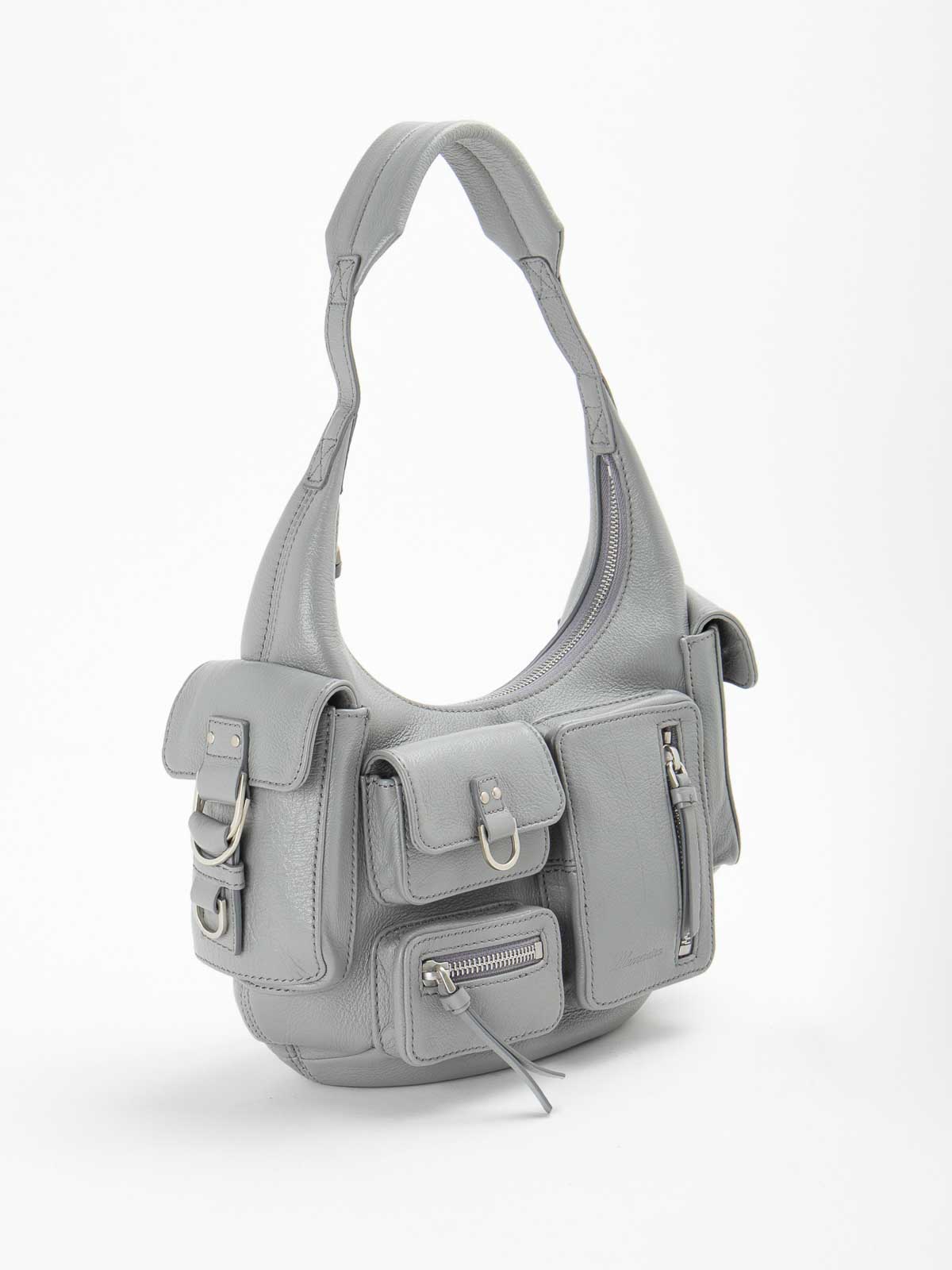 Shop Blumarine Leather Bag With Zip In Grey