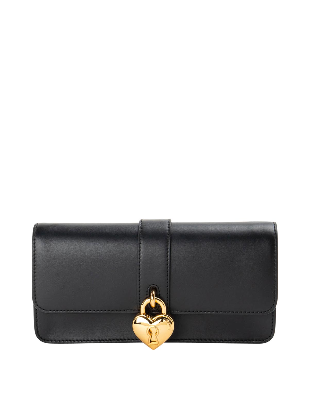 Moschino Leather Clutch In Black