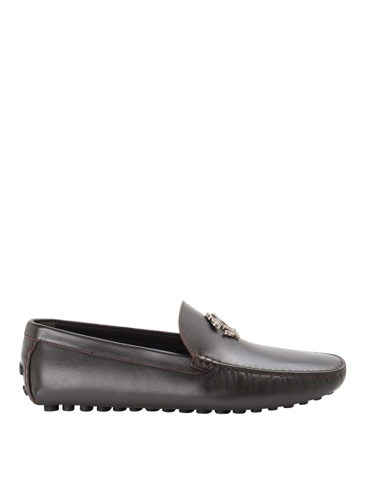 Roberto Cavalli Leather Loafer In Marrón