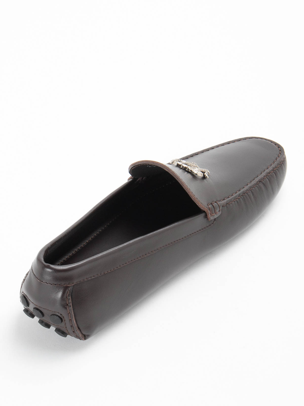 Shop Roberto Cavalli Leather Loafer In Marrón