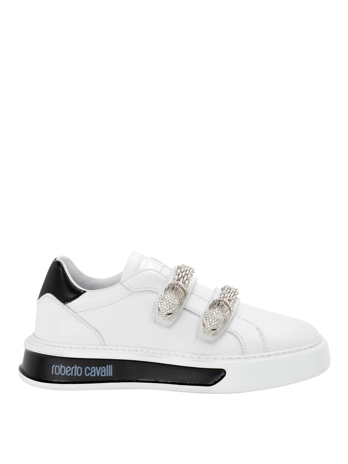 Shop Roberto Cavalli Logo Sneakers In Blanco