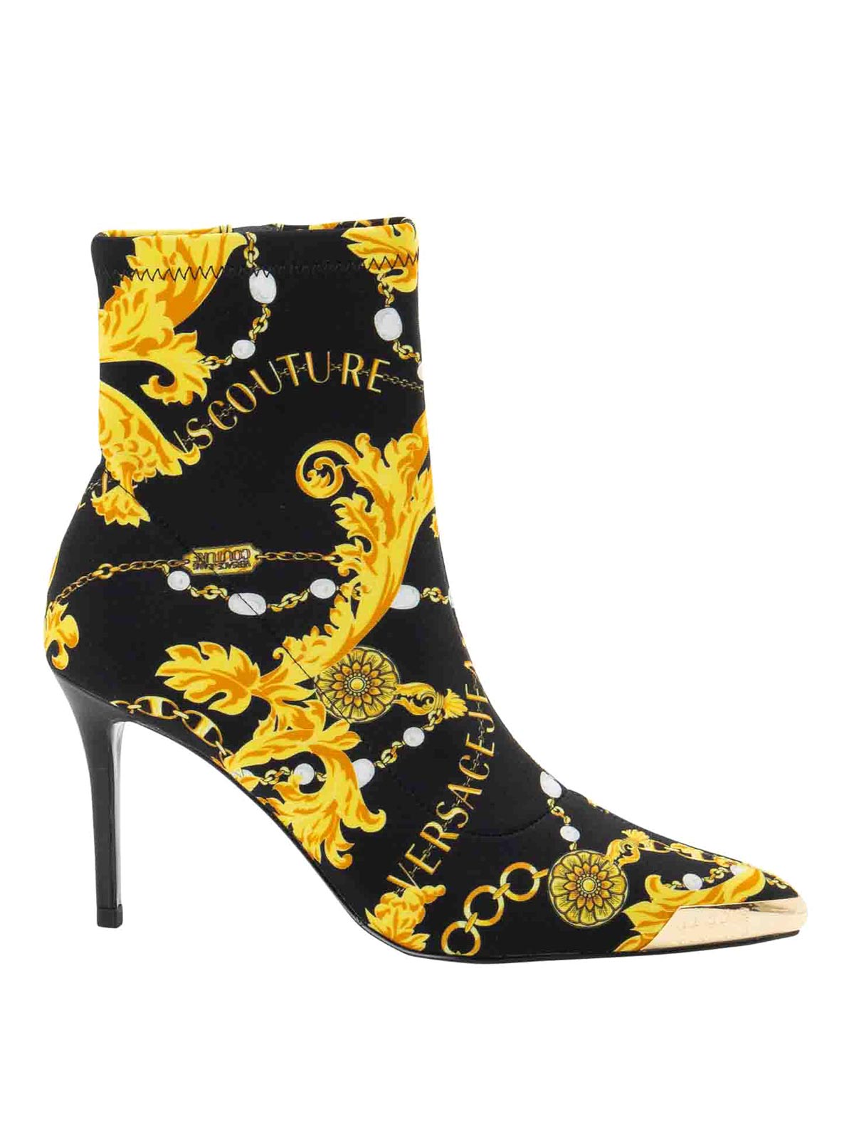 Versace Jeans Couture Ankle Boots In Printed Lycra In Black