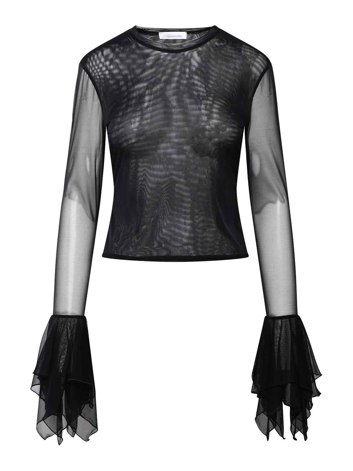 Blumarine 2t037a Tulle T-shirt With Flounce In Black