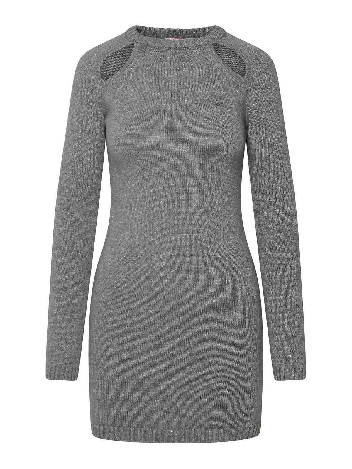 Shop Chiara Ferragni Lurex Logo Dress In Grey