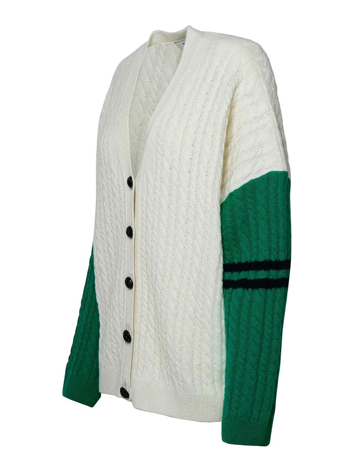 Shop Msgm Ivory Cashmere Blend Cardigan In White