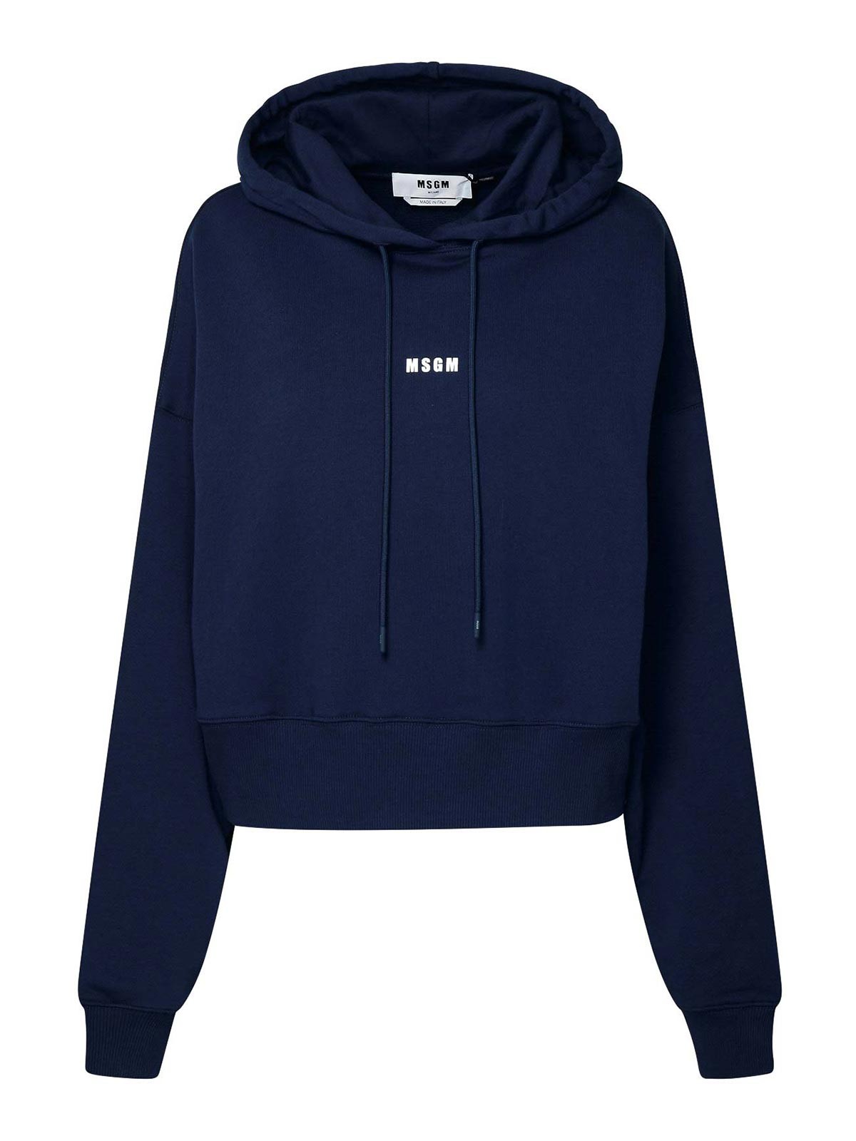 Msgm Hooded Sweatshirt With Mini Logo In Dark Blue