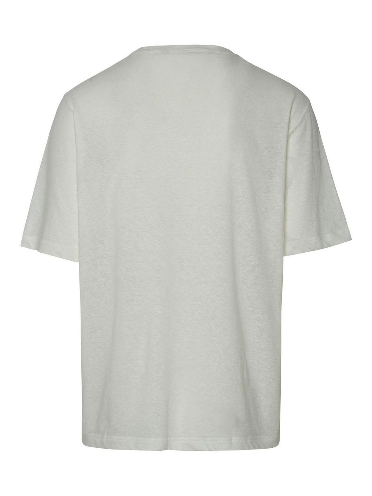Shop Palm Angels T-shirt Linen Collar In White