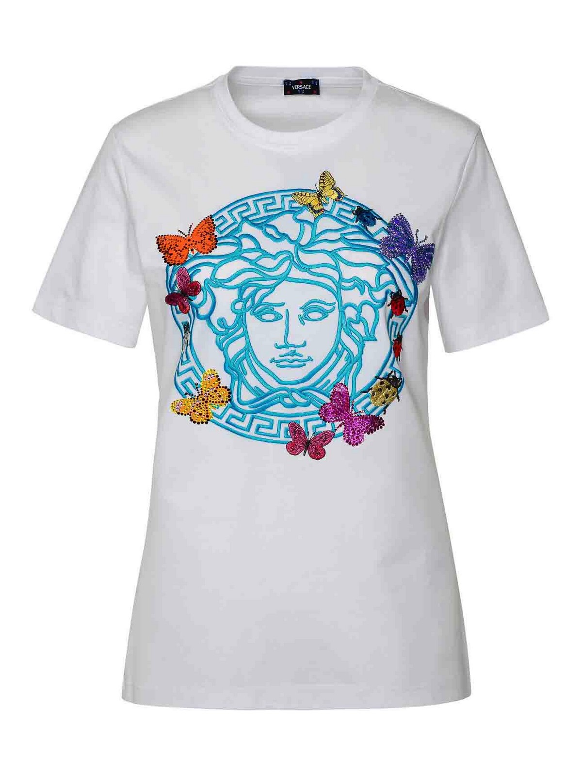 Shop Versace Medusa White Cotton T-shirt