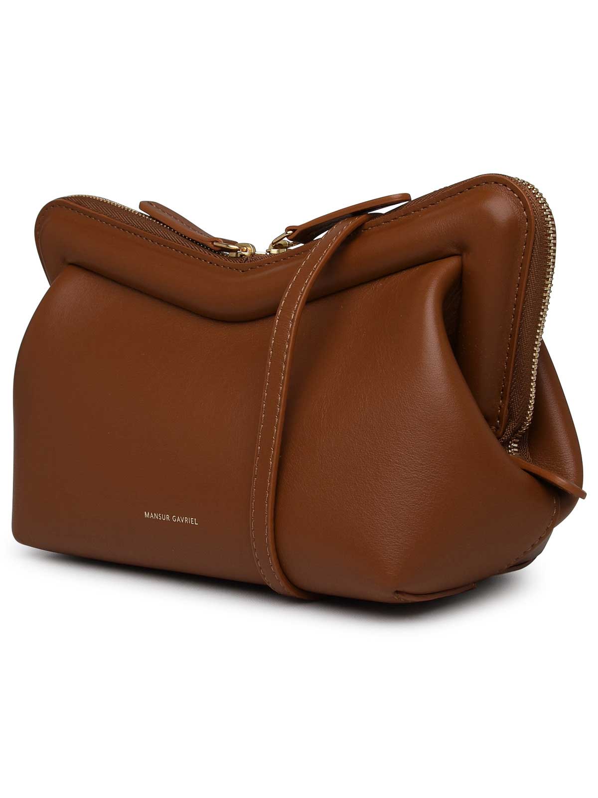 Shop Mansur Gavriel Leather Bag In Brown