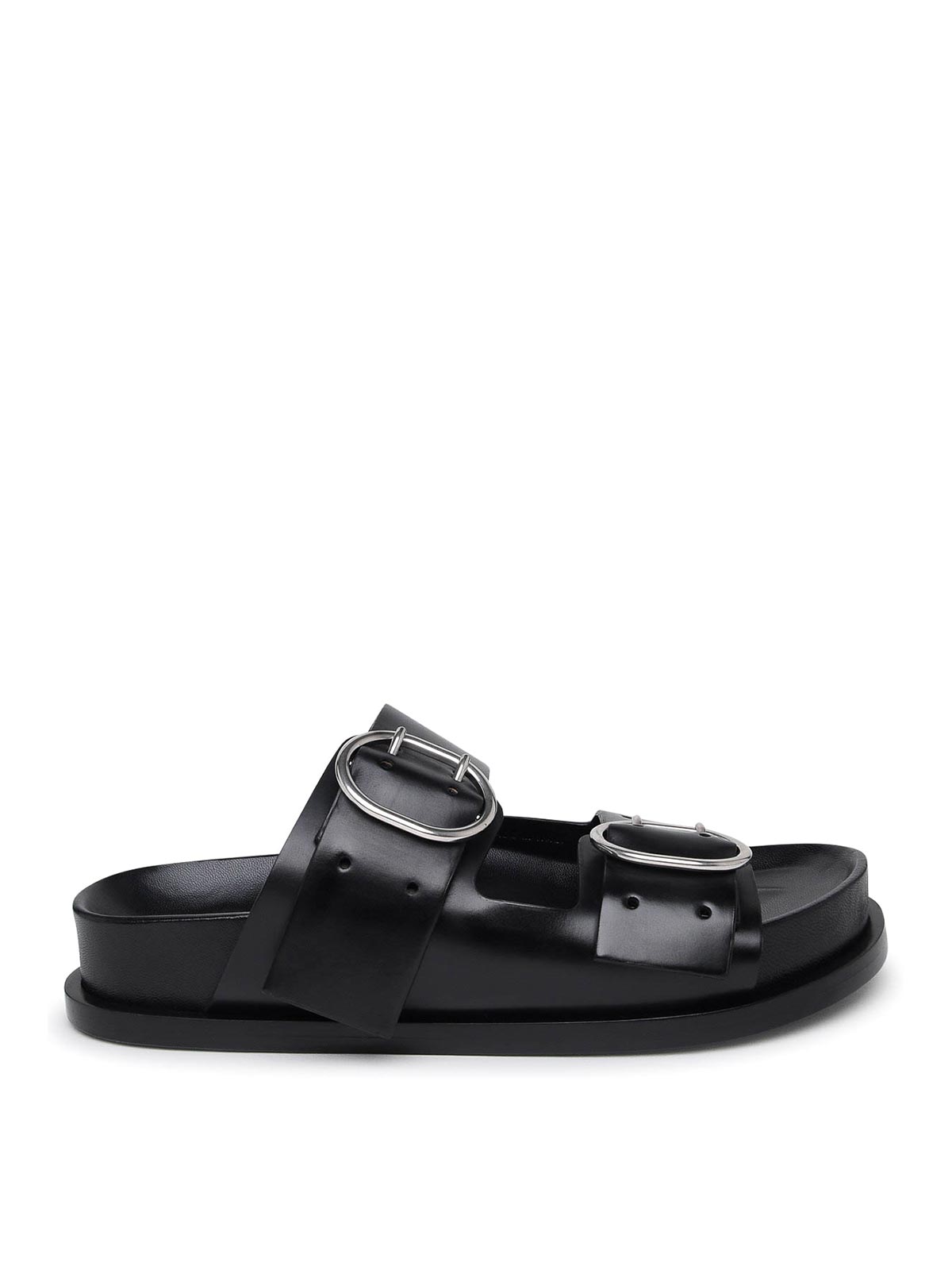 Jil Sander Leather Sandal In Negro