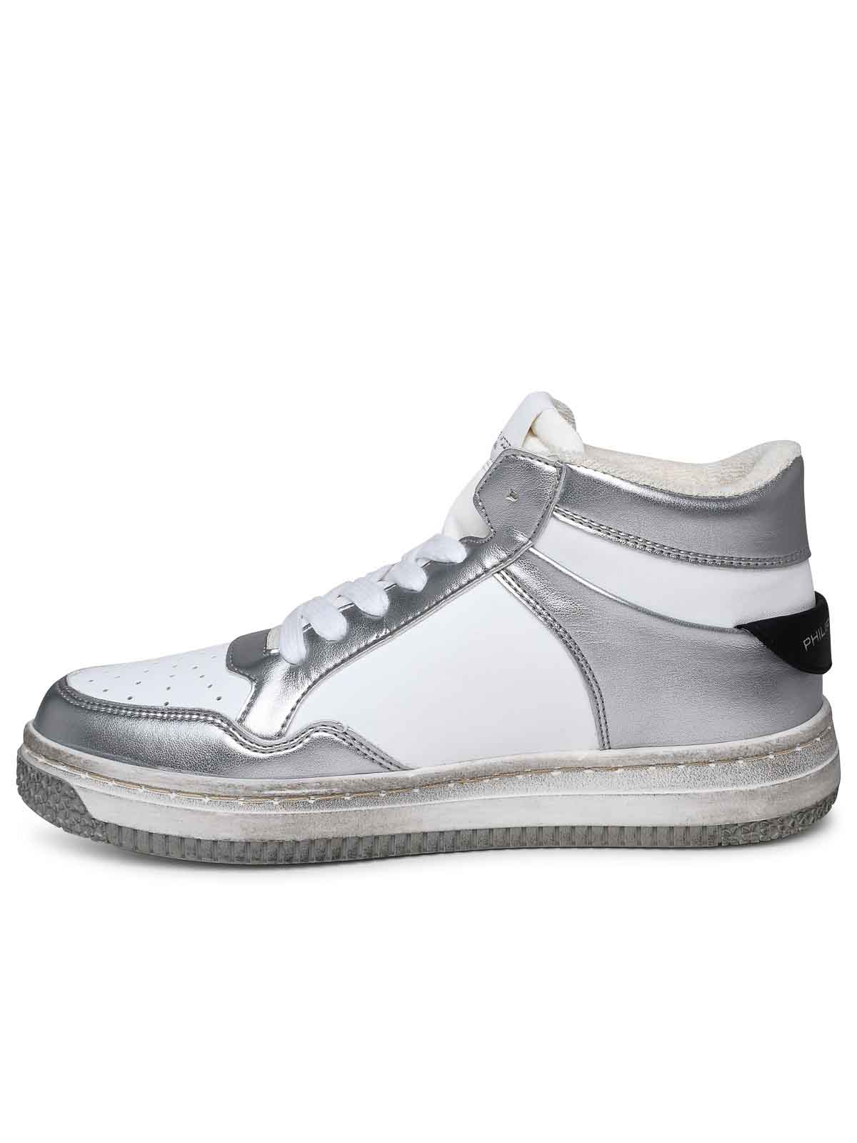 Shop Philippe Model Sneaker Lyon Mid In Silver
