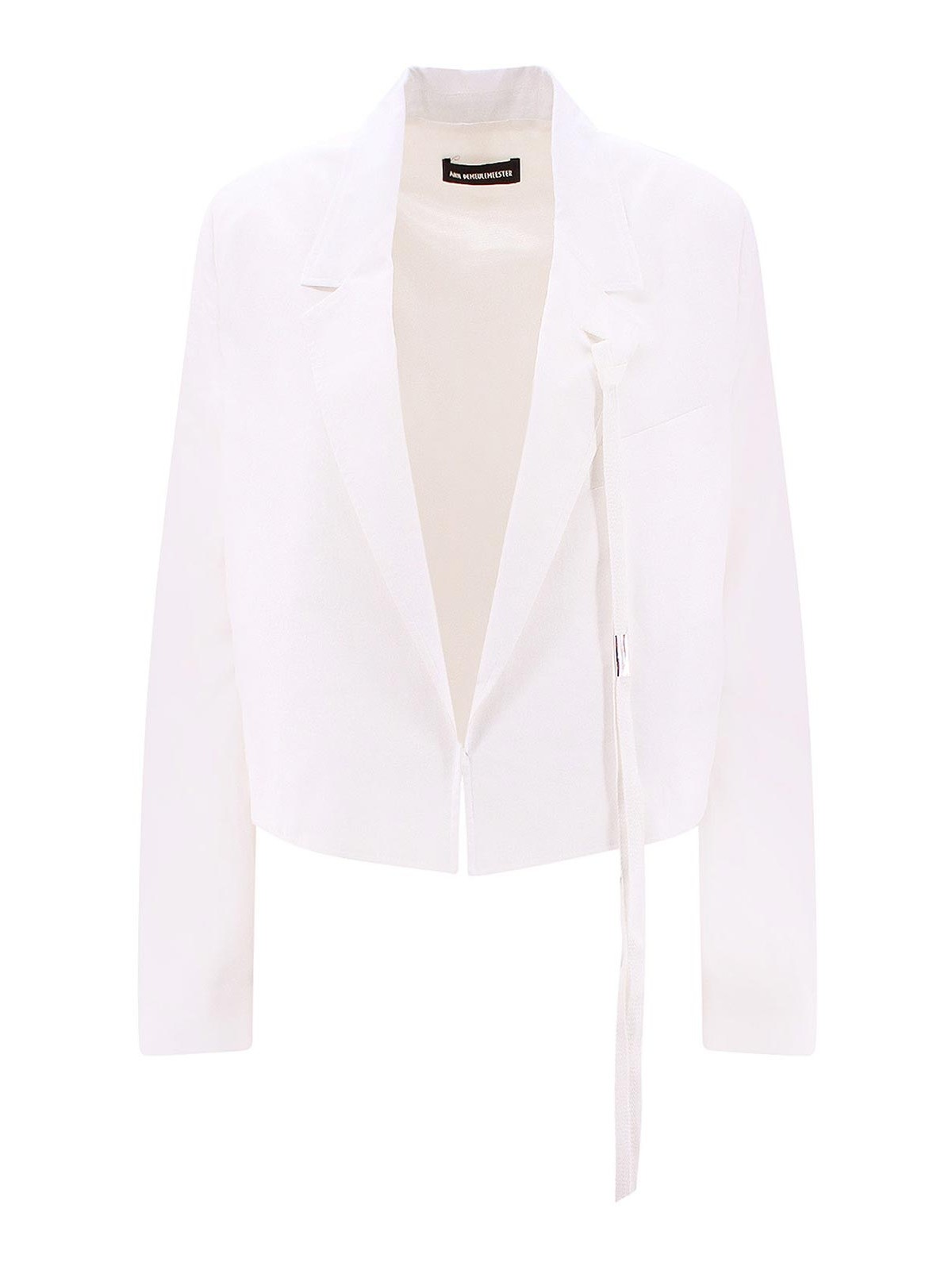 Shop Ann Demeulemeester Crop Fit Blazer In White