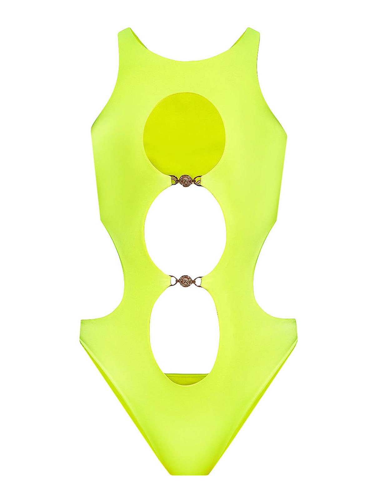 Versace Cutout One Piece Swimsuit In Yellow