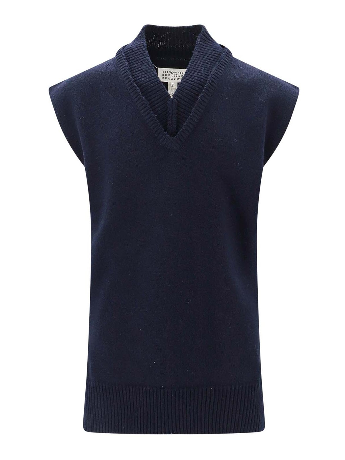 Shop Maison Margiela Knitted Vest In Blue