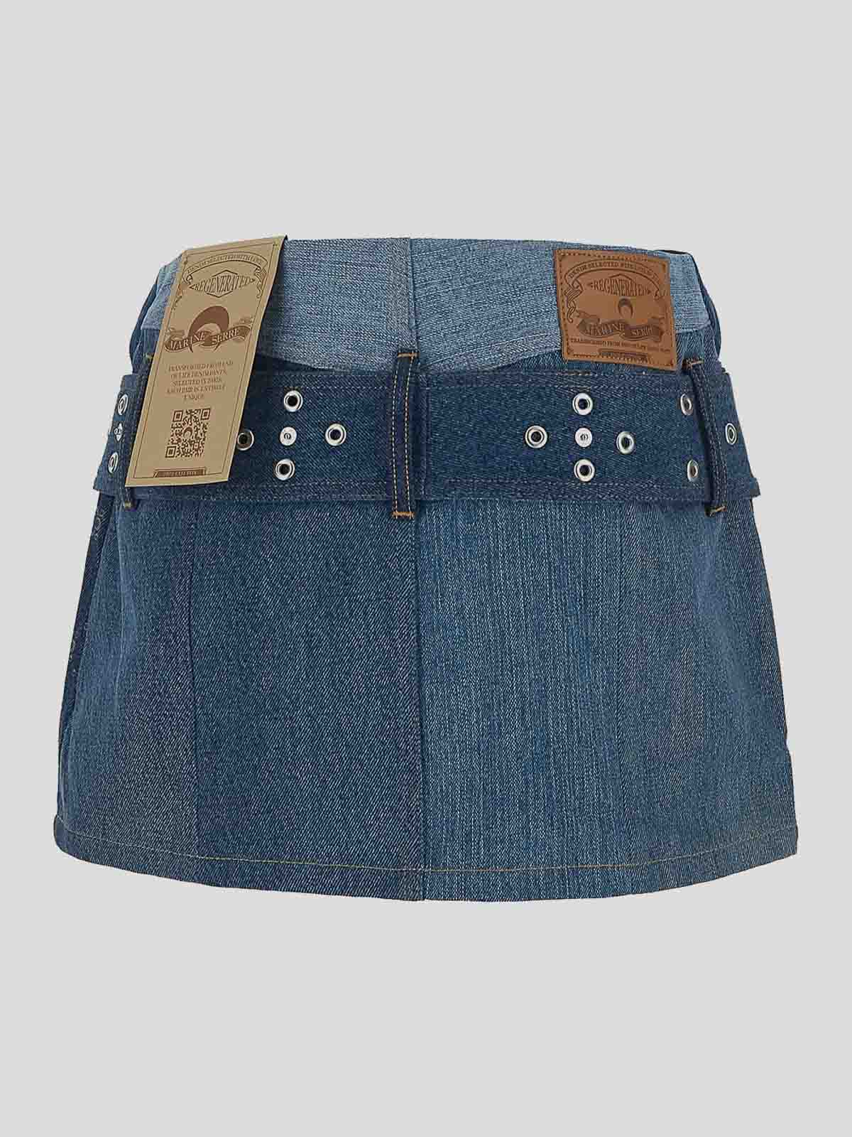 【MARINE SERRE】 Skirt woman Marine Serre デニムスカート moon laser denim skirt woman blue - MARINE SERRE - d — 2