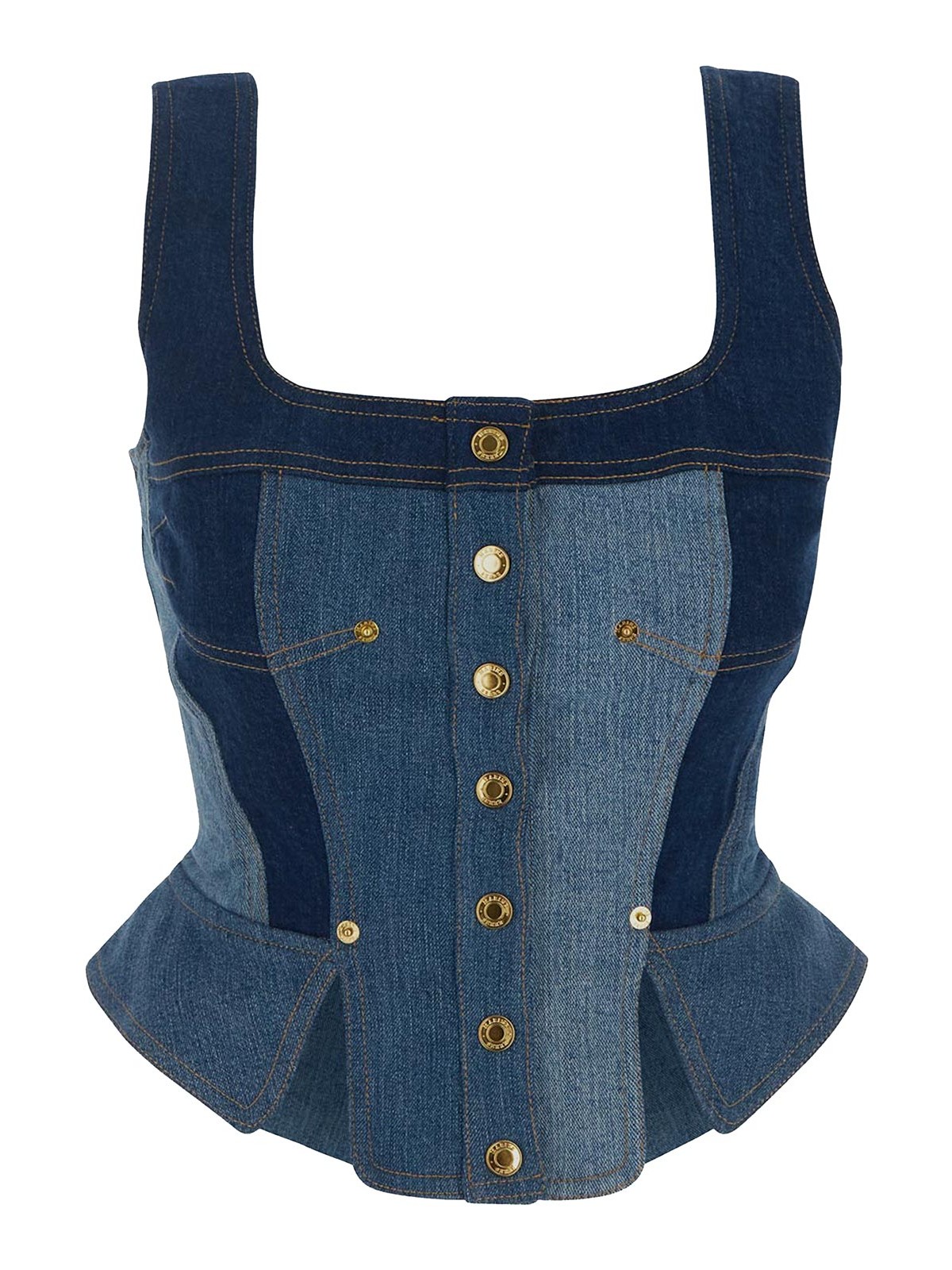 Marine Serre Bustier Top in Medium Blue