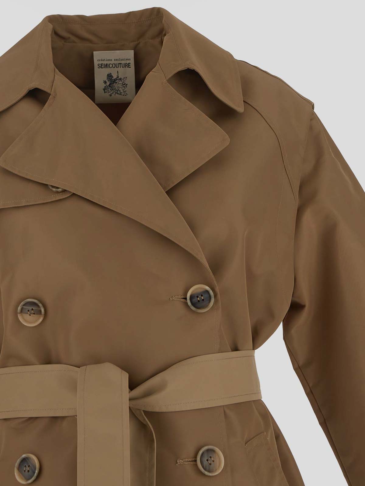 Shop Semicouture Trench Coat In Marrón Claro