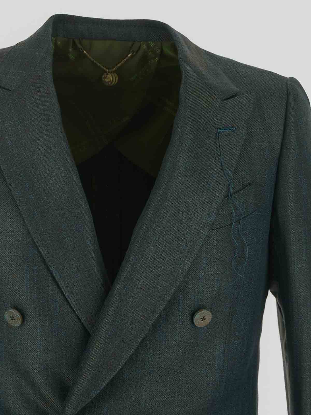 Shop Maurizio Miri Double-breasted Jacket In Green