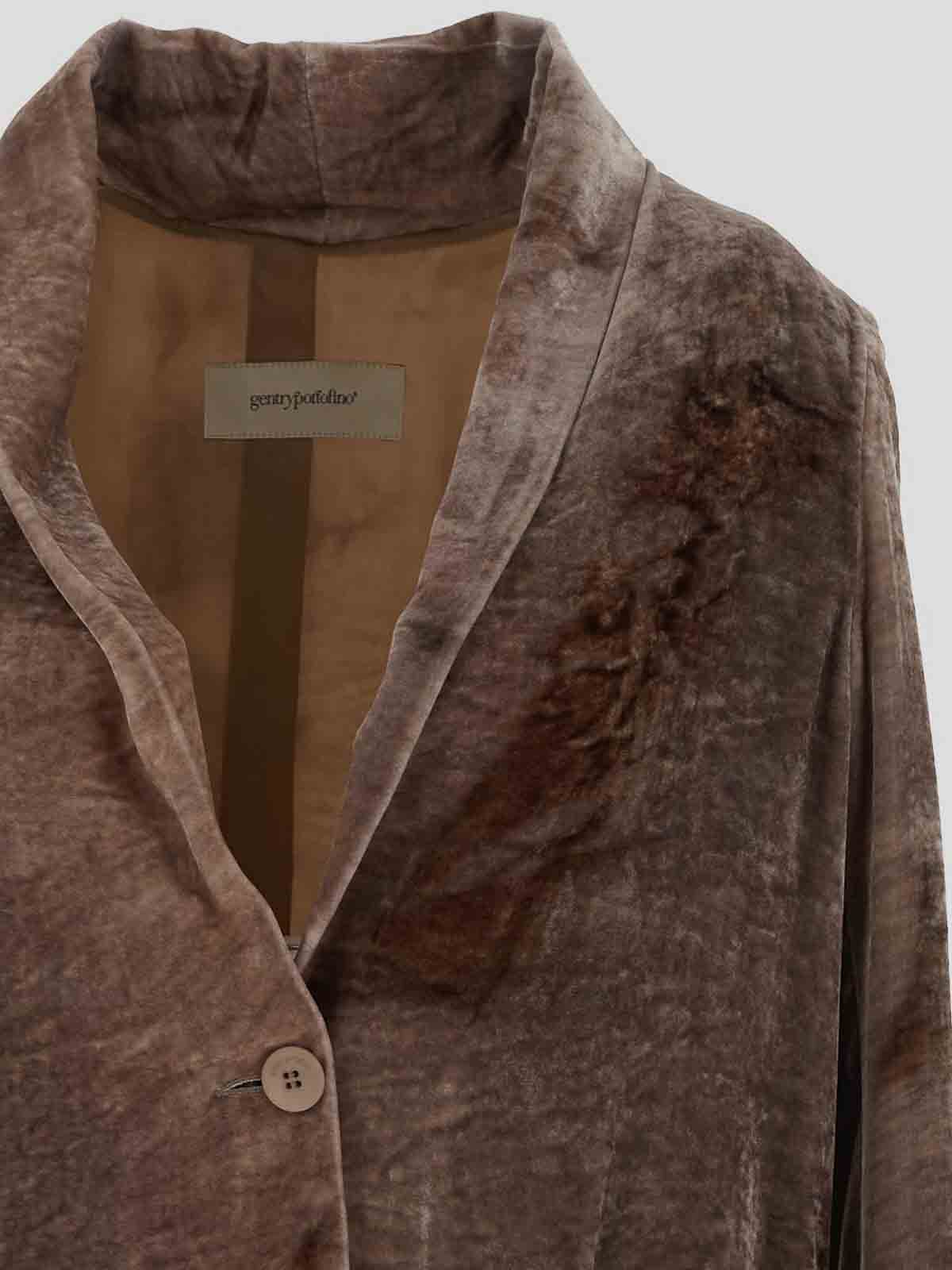 Shop Gentryportofino Velvet Jacket In Grey