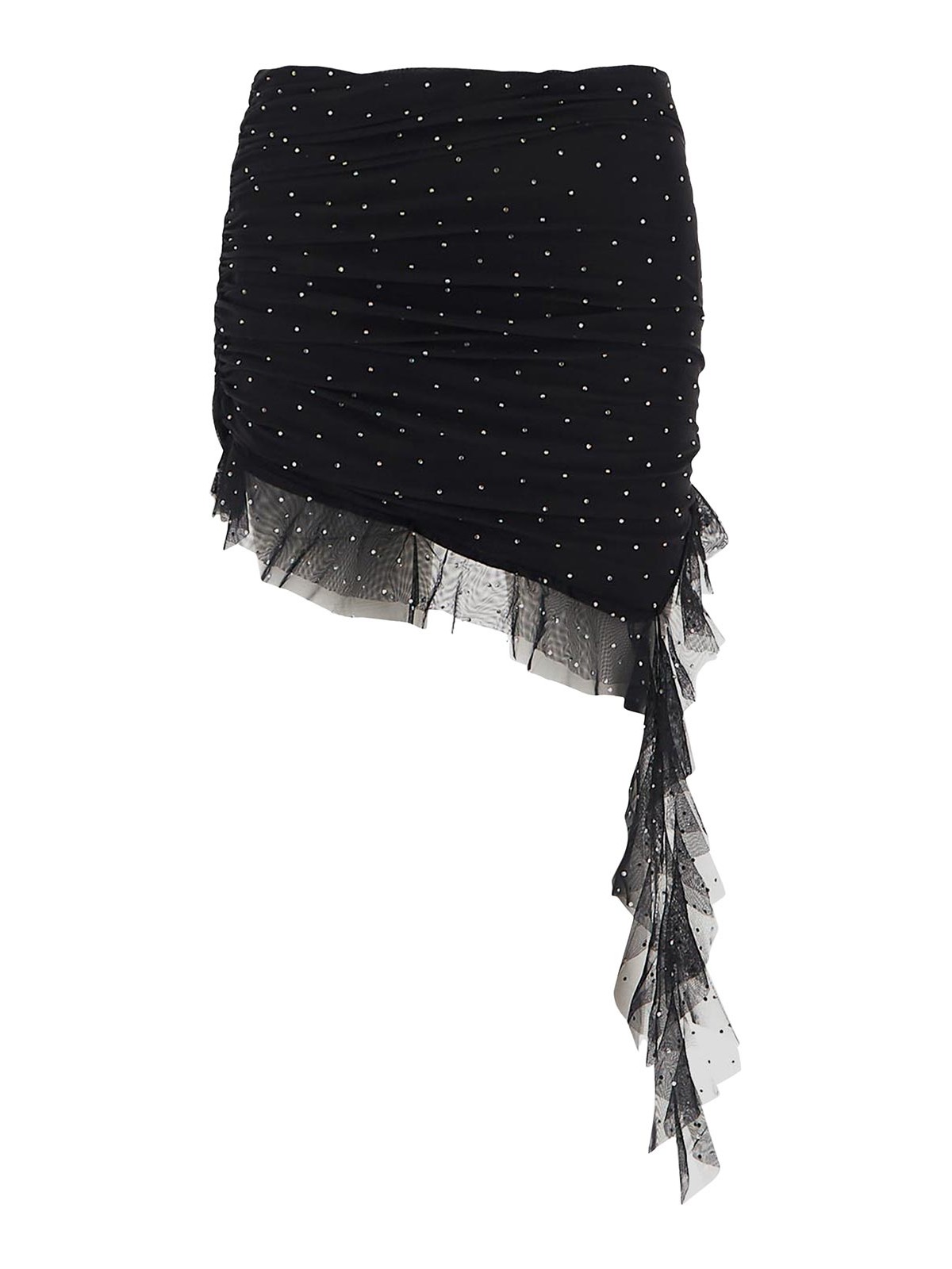 Rotate Birger Christensen Crystal-embellished Frilled Miniskirt In Black