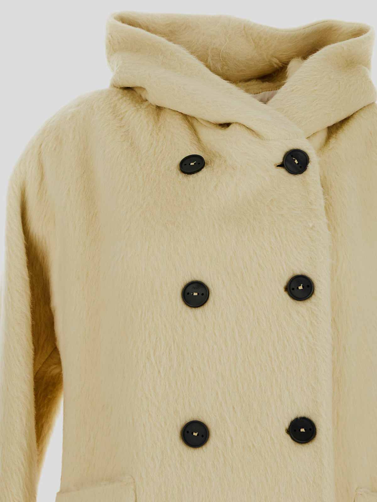 Shop Hevo Hooded Coat In Blanco