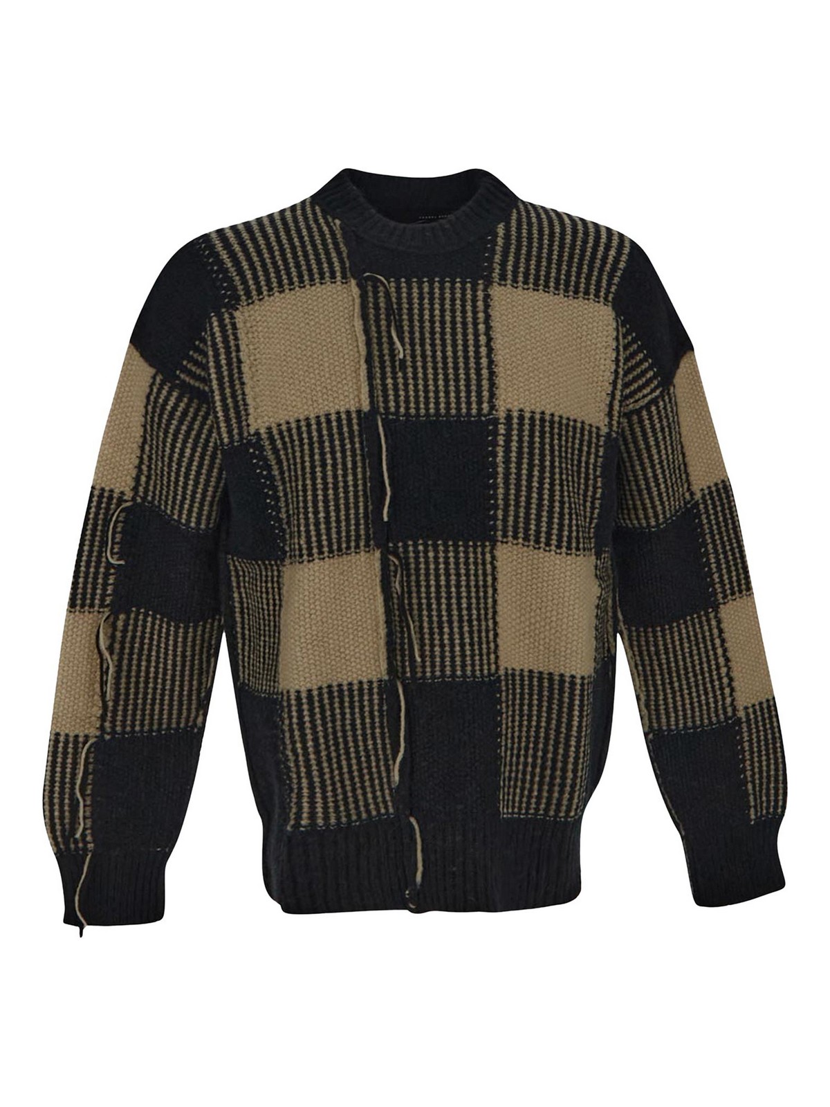 Isabel Benenato knit sweater in black and white - Men|UK21F220102