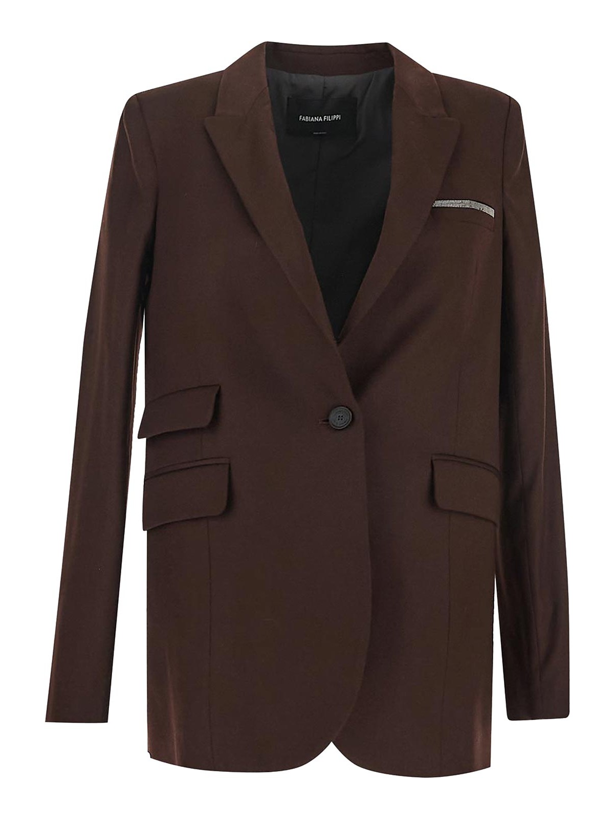 Shop Fabiana Filippi Double Breasted Jacket In Brown